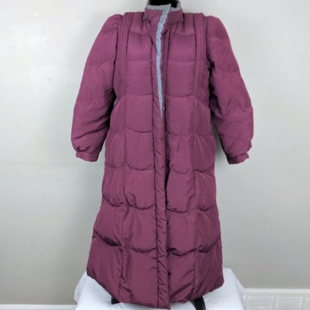 VTG Magenta Full Length Down Puffer Winter Coat